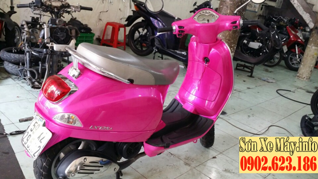Sơn xe Vespa LX màu hồng nữ tính cực đẹp