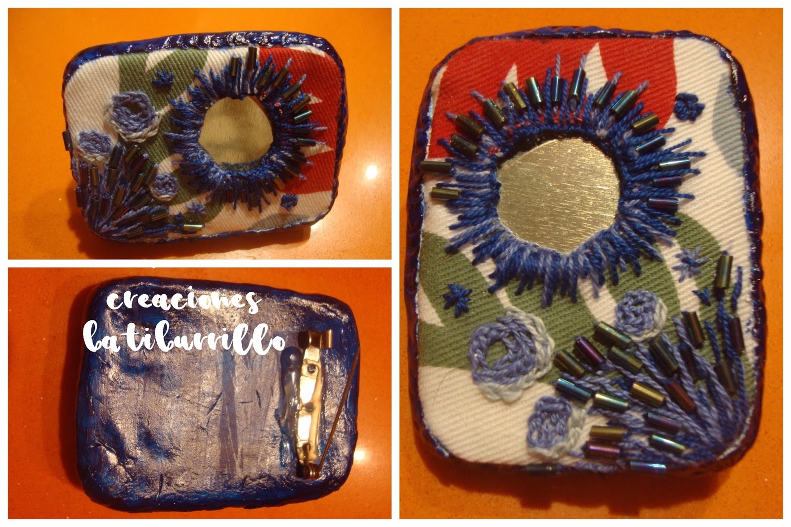 CREACIONES BATIBURRILLO: BROCHE BORDADO Y CERÁMICA