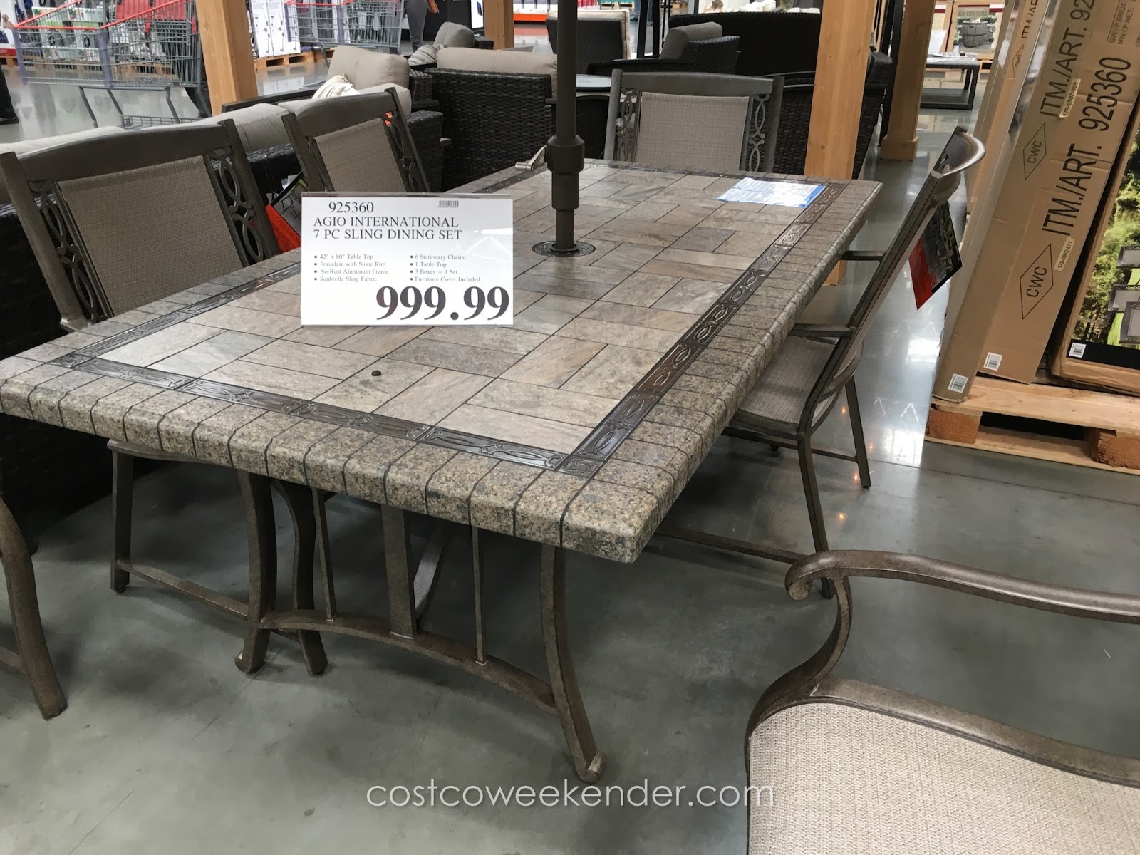 Agio International 7 piece Sling Dining Set | Costco Weekender