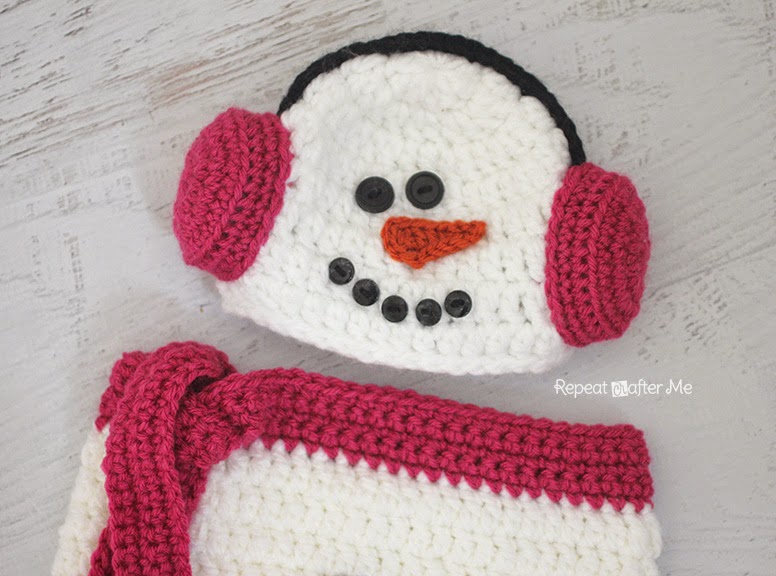 Crochet Snowman Hat Pattern - Repeat Crafter Me