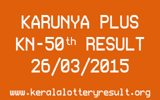 Karunya Plus KN 50 Lottery Result 26-3-2015