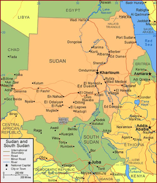 Gambar Peta Sudan dan Sudan Selatan