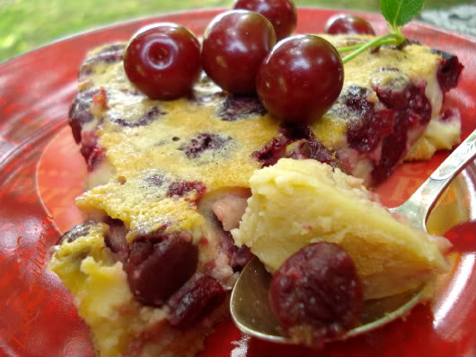 Clafoutis with sour cherries by Laka kuharica: moist, sweet and sour clafoutis is very easy to make.