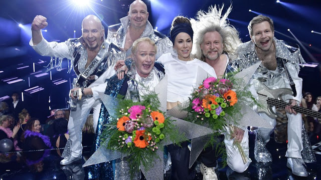 Mariette y Rolandz tras ganar la cuarta semifinal del Melodifestivalen 2018 Mariette y Rolandz tras ganar la cuarta semifinal del Melodifestivalen 2018