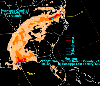 Track of Hurricane Camille in August 1968