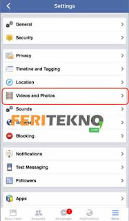 mematikan video yang berputar otomatis di facebook 4