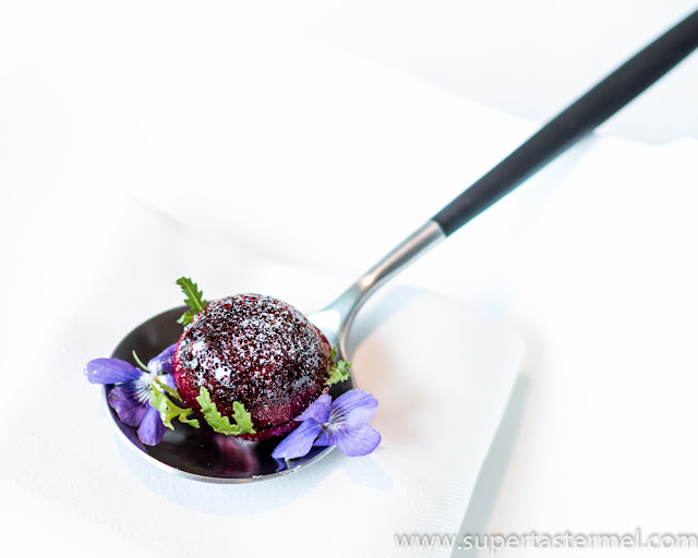 "A Taste of Spring" Beetroot with green strawberry, yogurt and tegetes Geranium