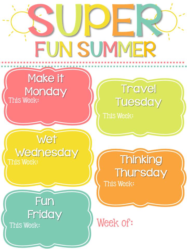 We Learned From Our Mother Summer Schedule Printables
