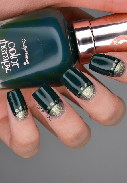 NAILS | Sally Hansen Color Therapy Green and Gold Half Moons # ...