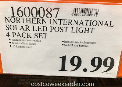 Deal for the Paradise Northern International Solar LED Accent Post Lights at Costco