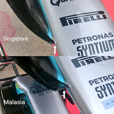 Mercedes W08 - Confronto Albert Fabrega sulle due specifiche di turning vanes Mercedes