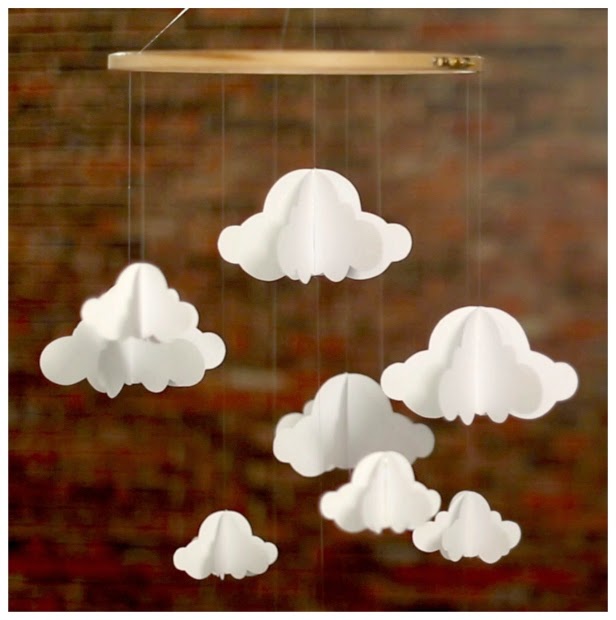 {DIY} Un mobile de nuages en papier facile à réaliser {DIY} Un mobile de nuages en papier facile à réaliser