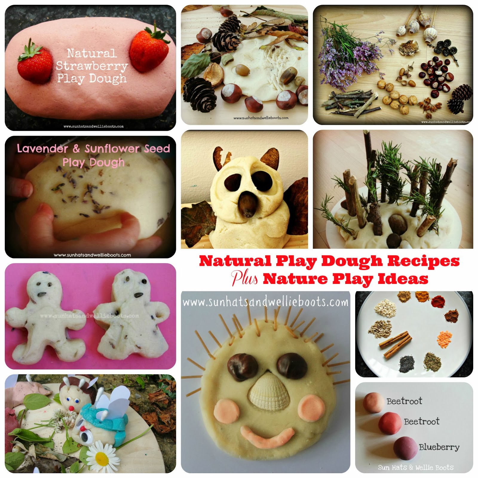 Sun Hats & Wellie Boots Natural Play Dough Recipes with Nature Play