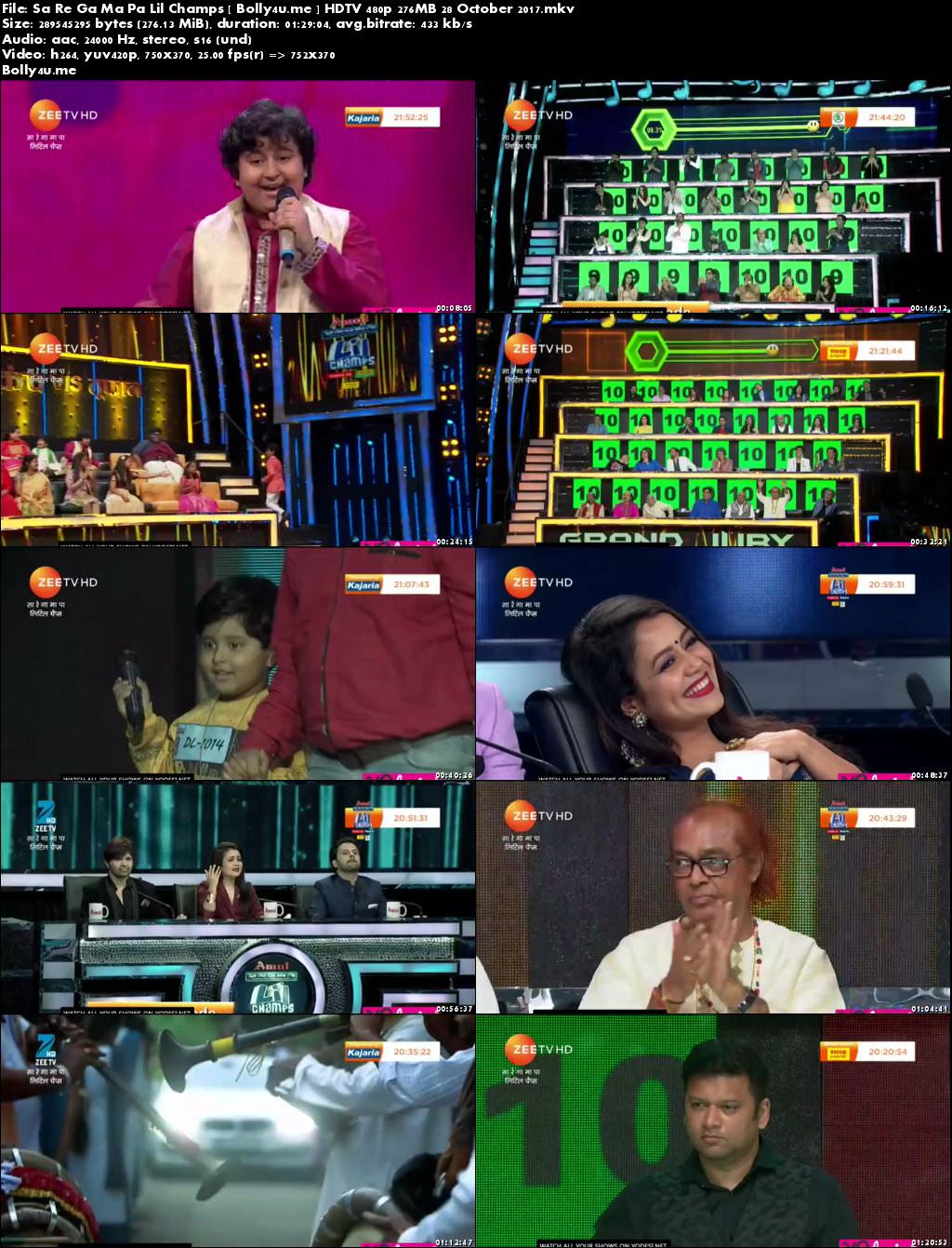 Sa Re Ga Ma Pa Lil Champs HDTV 480p 250MB 28 October 2017 Download