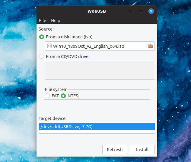 create windows 7 usb install from iso on ubuntu
