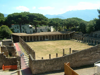 The gladiator barracks: One of the ruins left behind after the eruption of Vesuvius and later uncovered at Pompeii