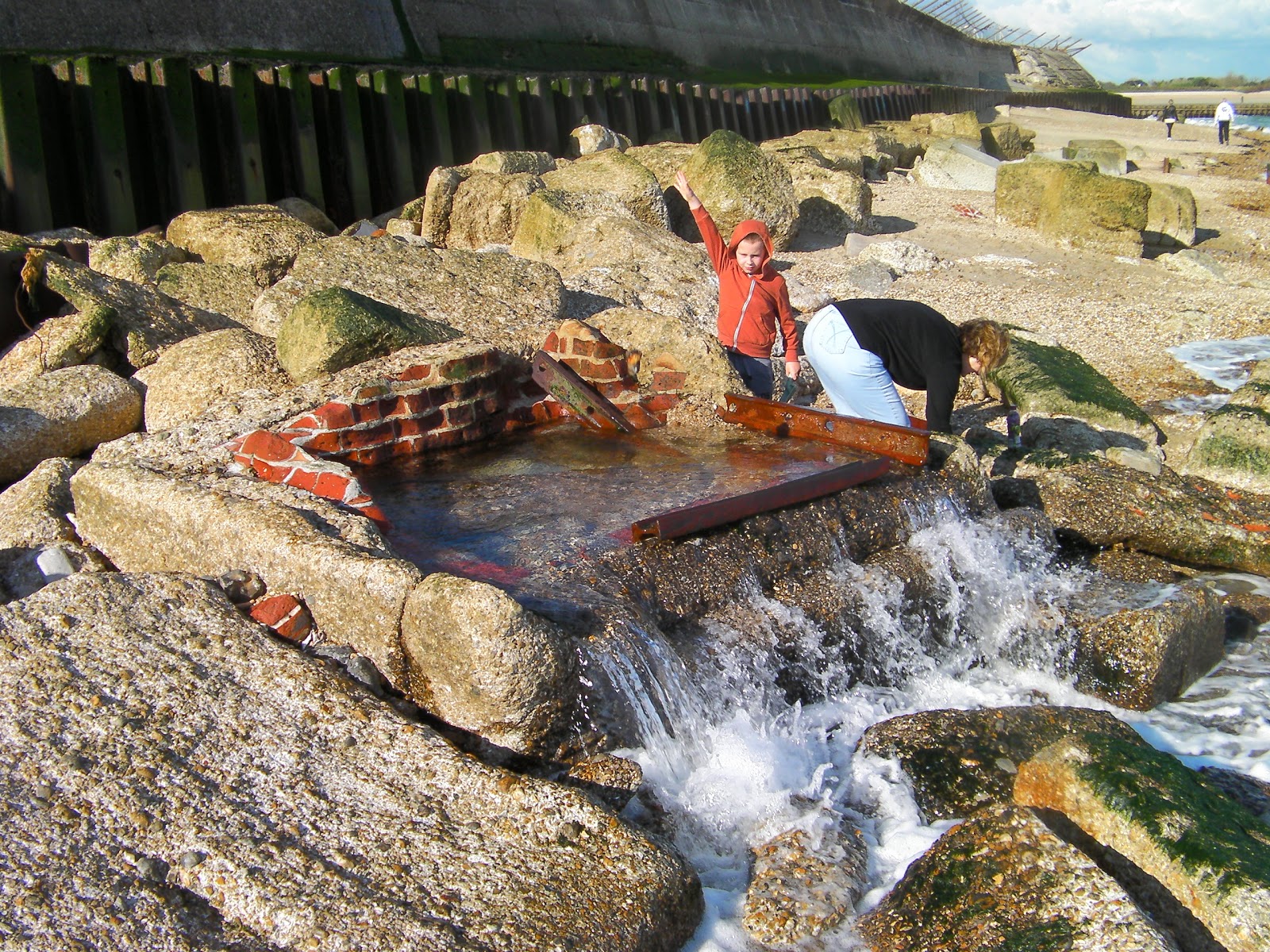 waterfall sump by fort cumberland eastney damming a waterfall near southsea nudist beach