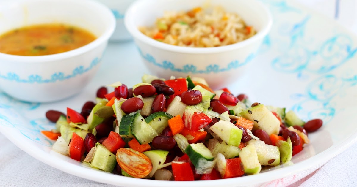 Vegetarian Salad with easy dressing ideas Indian style salad Jeyashri's Kitchen