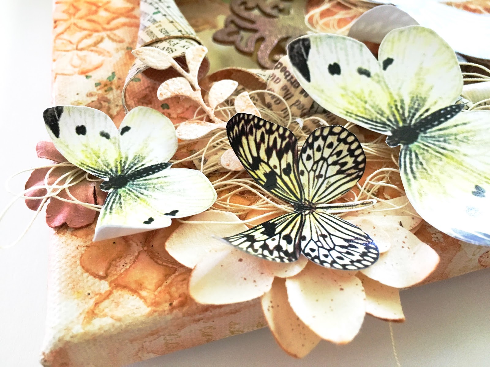 SewPaperPaint Mixed Media Butterfly Reverse Canvas