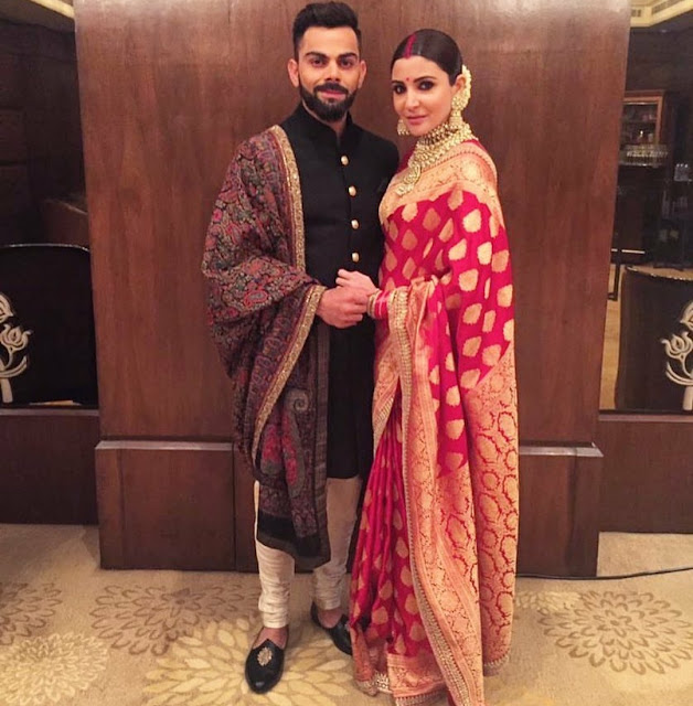 Anushka Wears Sabyasachi For Her Wedding Reception in Delhi