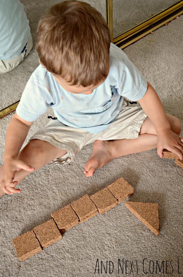 Playing with DIY cork building blocks from And Next Comes L