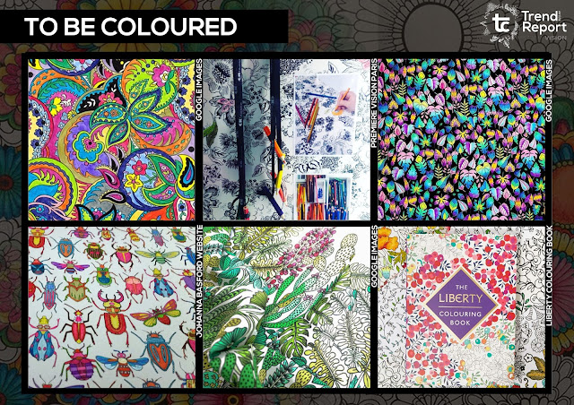Premiere Vision Paris, AW 17-18, Autumn/Winter 2017-18, Print design, Textile Candy, www.textilecandy.blogspot.co.uk, Trend report Adult colouring book, coloring book, coloring pages, to be coloured, colouring book illustrations, Johanna Basford, The secret garden, half coloured, unfinished illustration, Premiere Vision, colouring book fad, trend, fashion, teextiles, print design, textile design