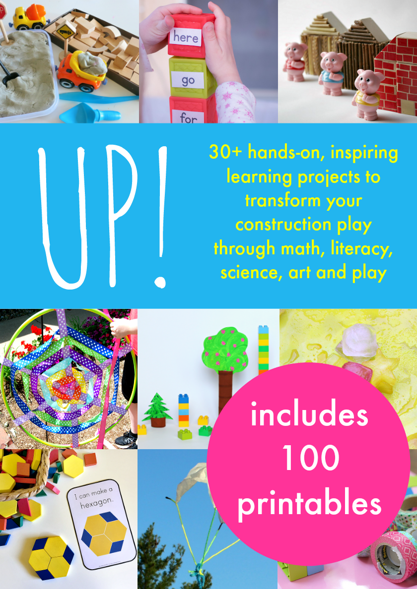 UP! The new ebook focusing on developing a child's love of blocks and building to extend their learning across the STEAM curriculum and literacy areas. With over 100 printables including these 2D shape challenge cards! Perfect for children aged 4-10 yrs | you clever monkey 