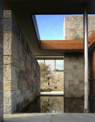 Weekend houses with outdoor stone and water features, Long Island, New York