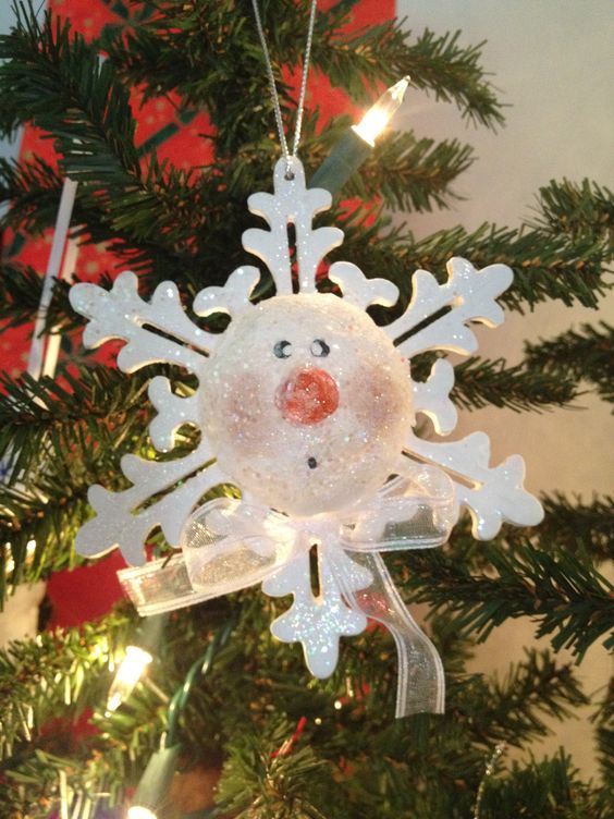 Sea Team Decoracion de Navidad Copo de Nieve Plastico y Brillante para Adornos de árbol de Navidad Juego de 36 Piezas 4-Inch 