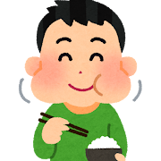 ご飯を噛んでいる人のイラスト