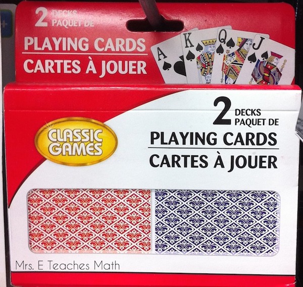 Mrs. E Teaches Math:  Dollar Store Finds for the Classroom - Playing Cards