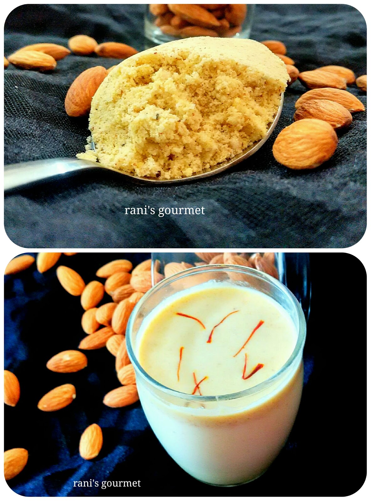 RANI'S GOURMET INSTANT BADAM MILK USING HOME MADE KESAR BADAM MIX