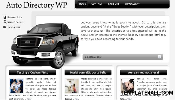 Auto Directory Black White Free Wordpress Theme
