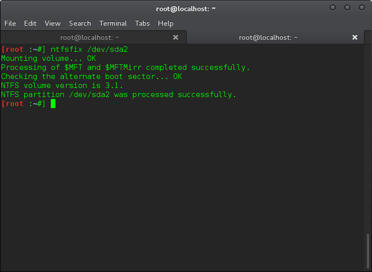repair ntfs file system by linux