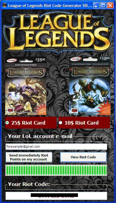 League of Legends Riot Code Generator