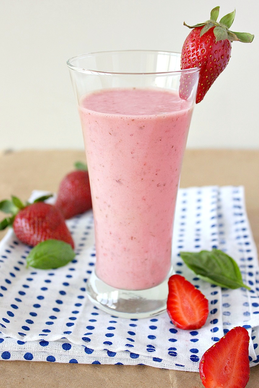 Food Wanderings Strawberry Basil Yogurt Smoothie