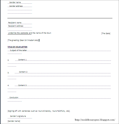 Model Essays Pt3 Spm English Formal Letter Format