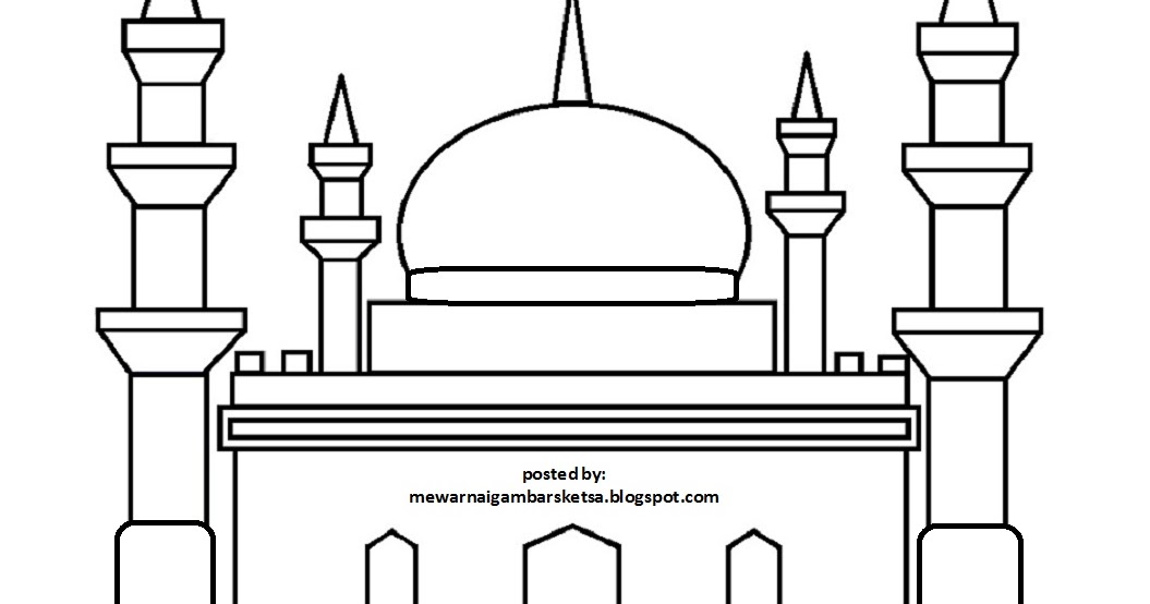 57 Gambar Mewarnai Masjid Sd