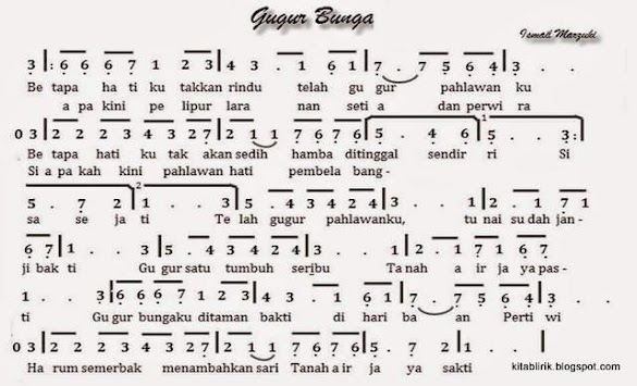 Lirik Lagu Gugur Bunga Lirik Lagu Gugur Bunga