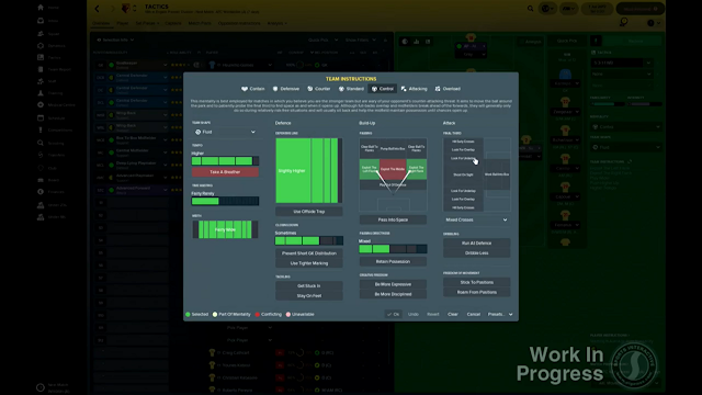 Team Instructions in Football Manager 2018