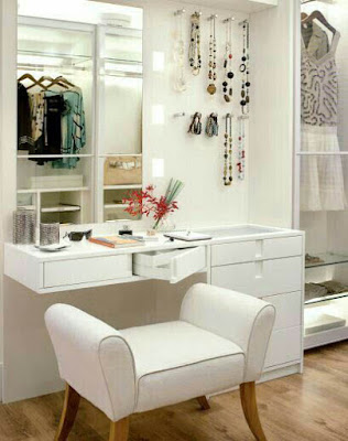 white modern dressing table design for small bedroom interior