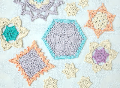 ByHaafner, crochet, doilies, snowflakes, pastel colours