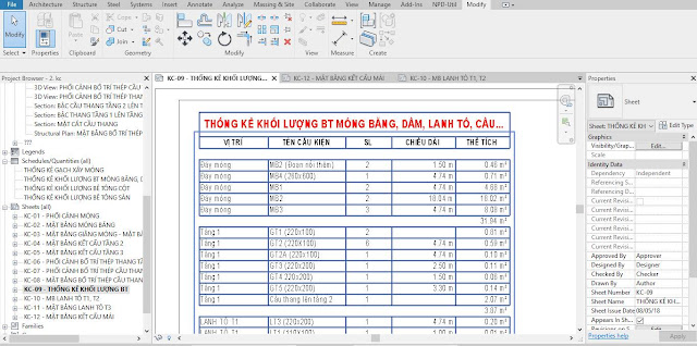 Bảng thống kê bằng revit Bảng thống kê bằng revit
