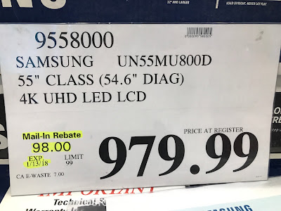 Deal for the Samsung UN55MU800D 55 inch tv at Costco