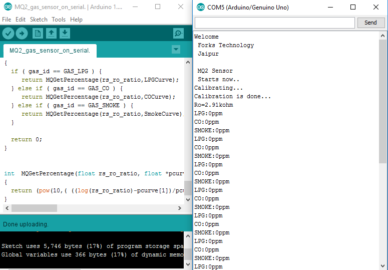 Smart home project with MQ2 gas sensor