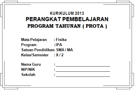 Prota Dan Promes Fisika Sma Kurikulum 2013 Revisi Sekolah