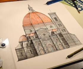 03-Duomo-Florence-Italy-M-Gruneberg-Architecture-Ink-and-Pencil-Drawings-www-designstack-co