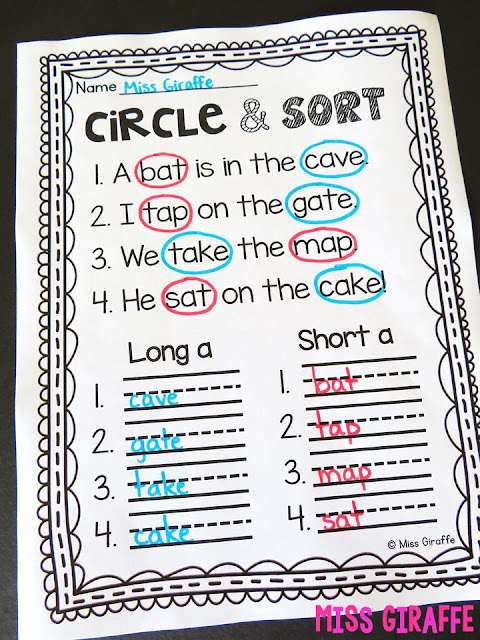 Short vowels and long vowels word sorts activities and worksheets to help learning CVCe words a lot of fun!