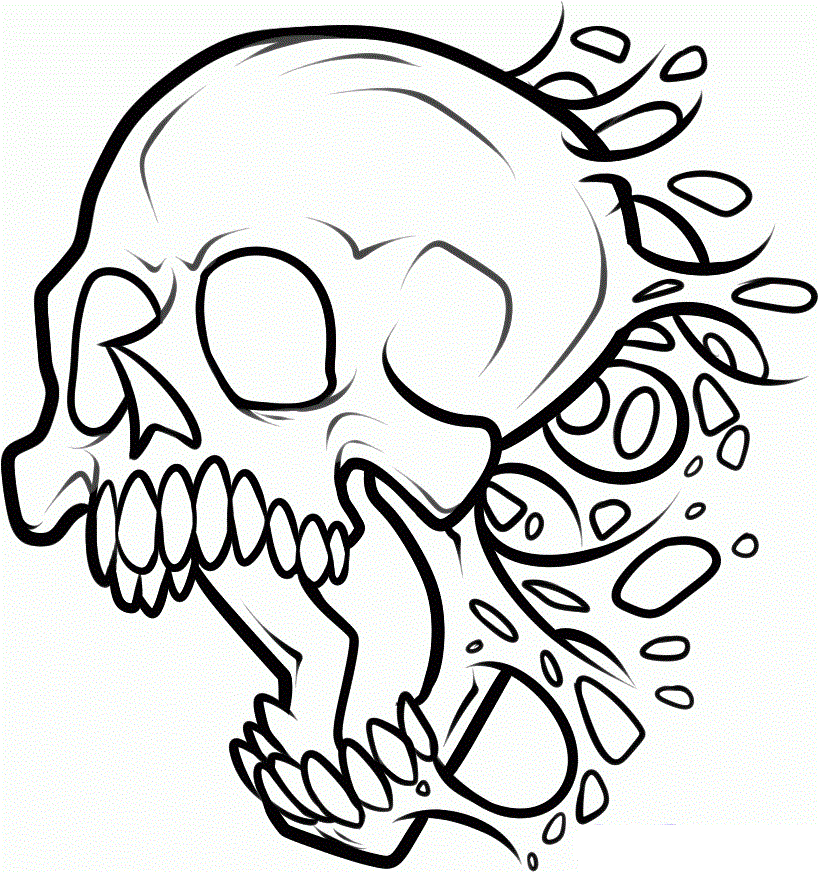 Gambar Coloring Pages Skull Free Printable Filminspector Abstract Di 