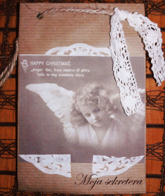 torebka na prezent ozdobiona zdjęciem anioła